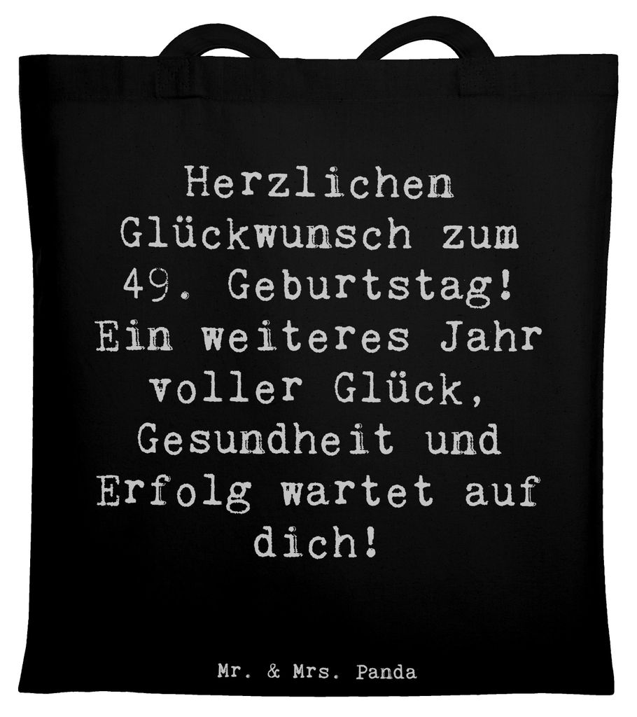Mr. & Mrs. Panda universaltasche Spruch 49. Geburtstag - Schwarz - Geschenk, Party, Stoffbeutel, Lebensjahre, Glückwunsch, Uni Tasche, Alter, Shop...