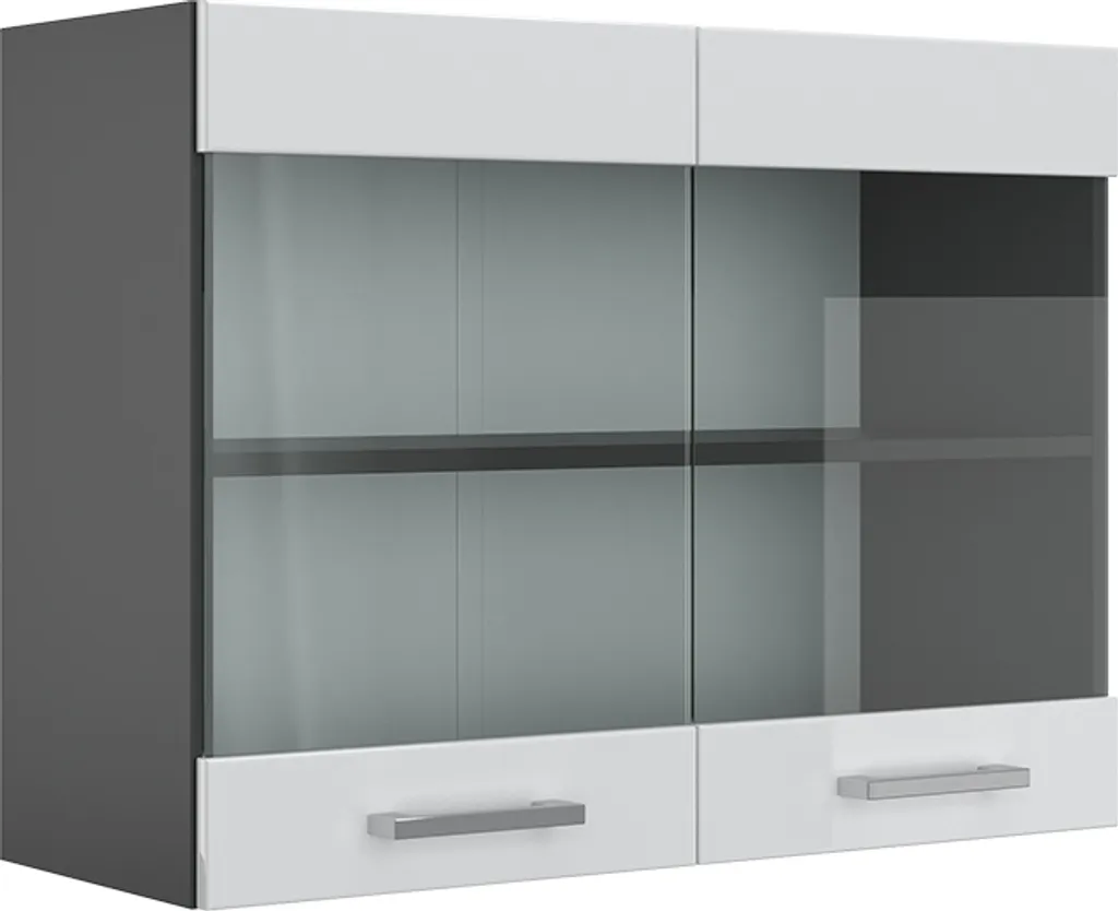 Vicco R-Line Mobile Vetrina Cucina 80cm Bianco Lucido e Antracite