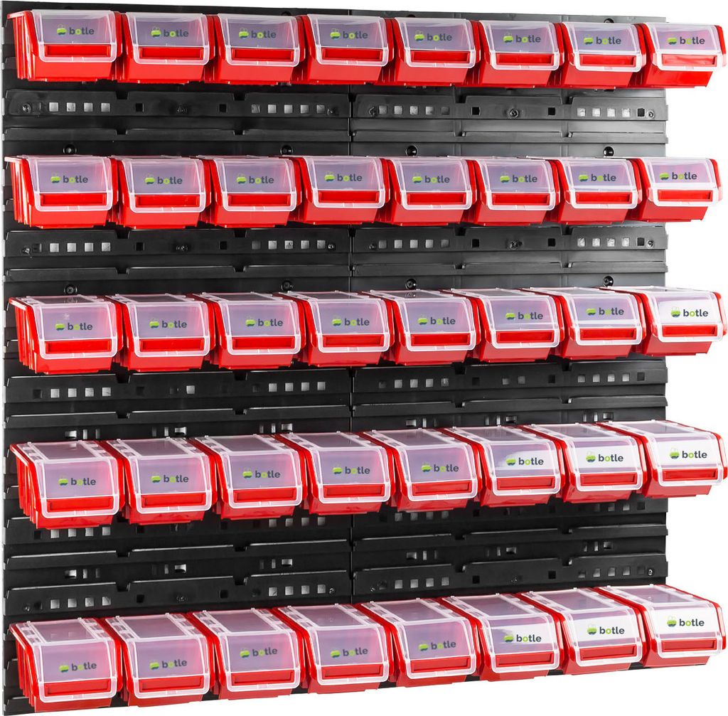 40 stck. Box mit Deckel + Wandregal 80 x 80 cm, Stapelboxen Schüttenregal Sichtlagerkästen Lagersystem