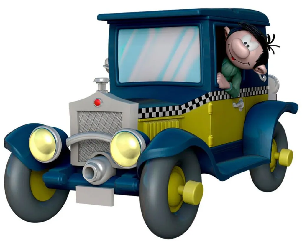 Figurine Voiture Gaston Lagaffe Taxi Fiat 509 en PVC - Déco Vintage