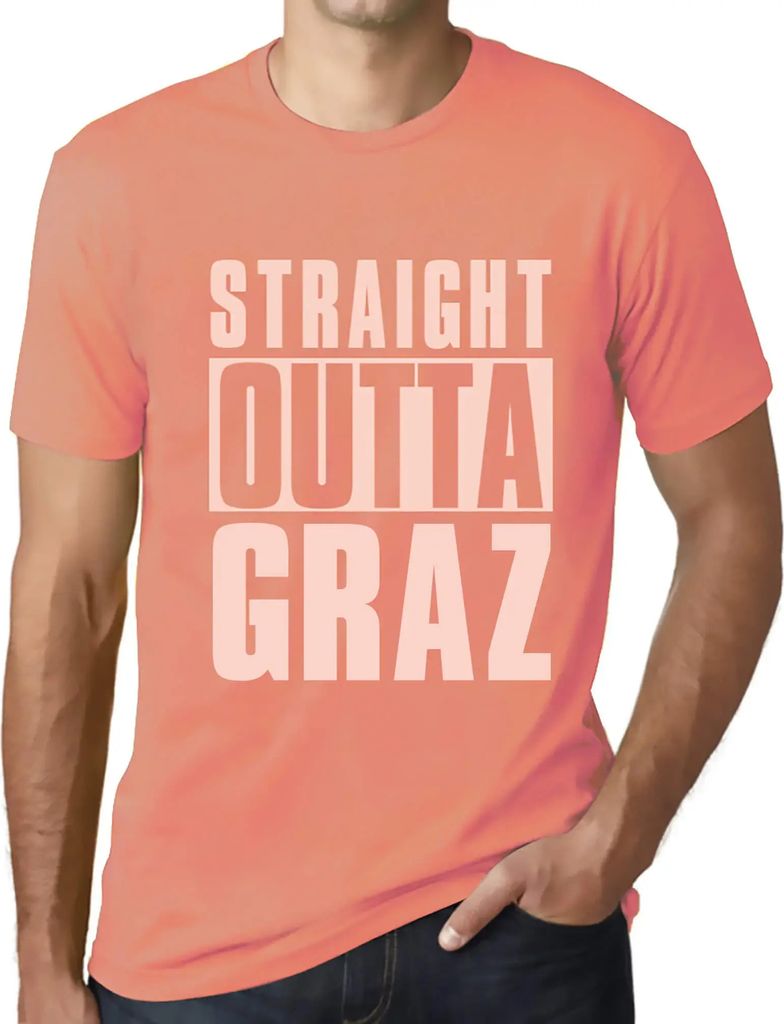 Herren Grafik T-Shirt Direkt aus Graz – Straight Outta Graz – Öko-Verantwortlich Vintage Jahrgang Kurzarm Lustige Druck Geburtstag Geschenk Mann