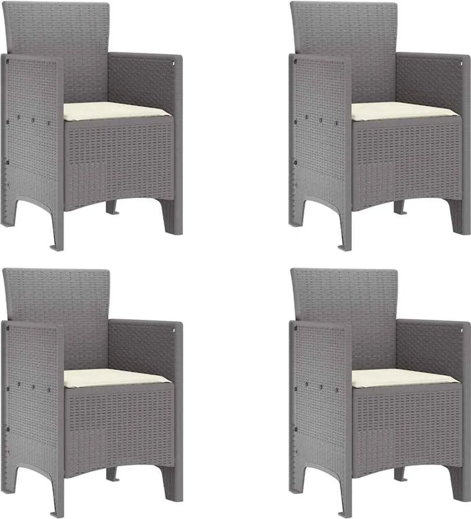 vidaXL Sedia da giardino 4 pezzi Grigio chiaro 53 x 49 x 85 cm PP