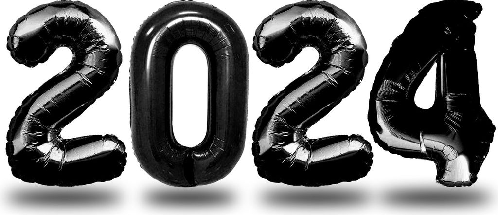 Oblique Unique Folien Luftballon Zahl 2024 für Silvester Neujahr Party Deko Ballons Zahlenballons - schwarz