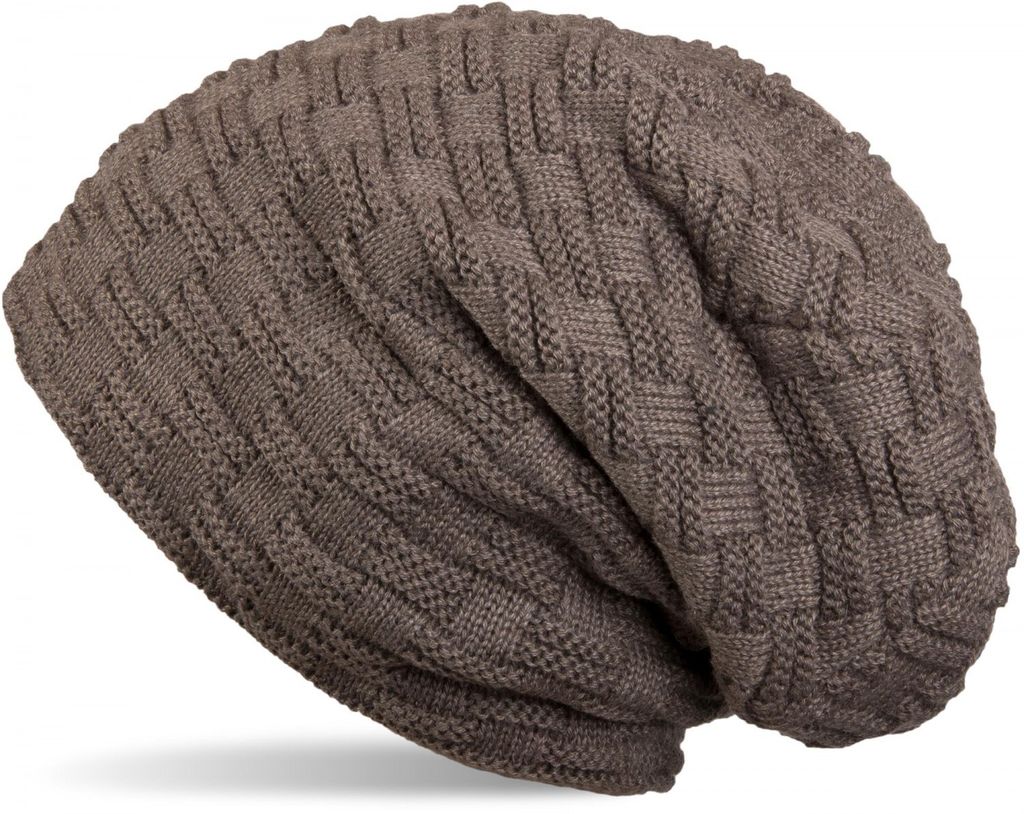styleBREAKER Feinstrick Longbeanie Mütze mit Flecht Muster Produktbild 