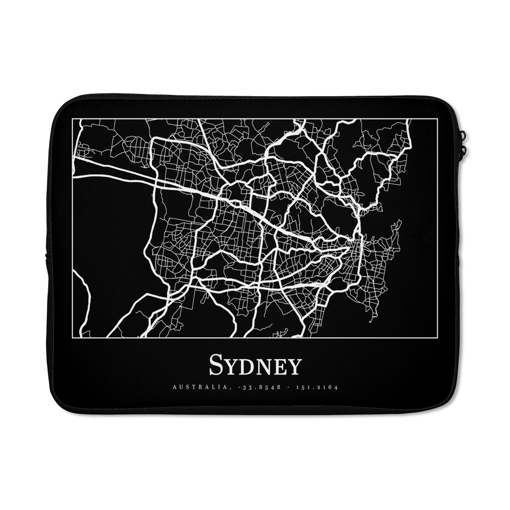 MuchoWow Laptop Hülle 17 Zoll Laptoptasche Karte - Sydney - Stadtplan - Zipper - Schutzabdeckung