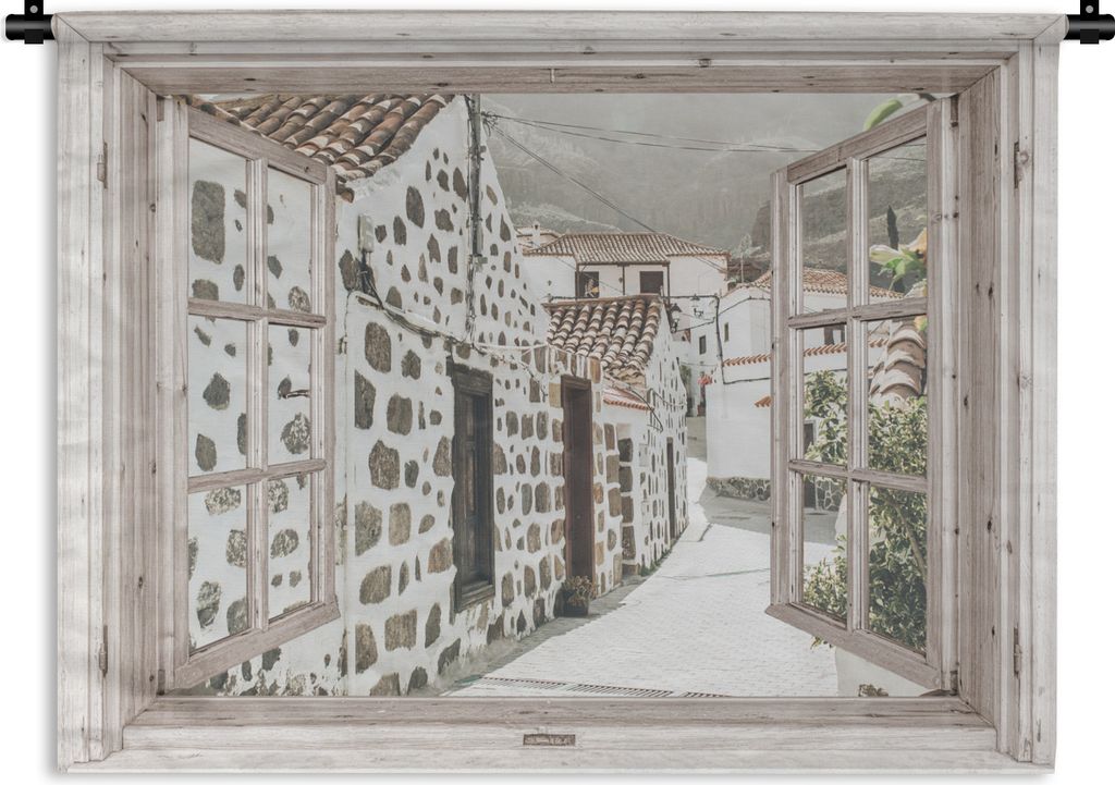 MuchoWow Wandteppich Wandbehang Durchschauen - Griechenland - Sommer 90x67.5 cm Tapisserie Dekoration Wandtuch - Fototeppich - Wand-Skulpturen