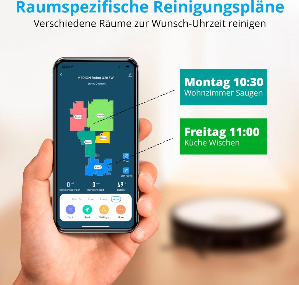 MEDION Saugroboter mit Absaugstation und Wischfunktion X20 Produktbild 5