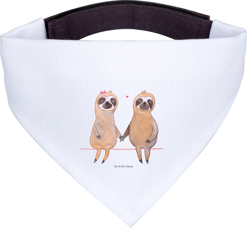 Mr. & Mrs. Panda Halstuch Faultier Pärchen - Weiß - Geschenk, Tuch, faul, Hund, Beziehung, Liebe, Lieblingstier, Hunde, Hundehalstuch, Bandana für