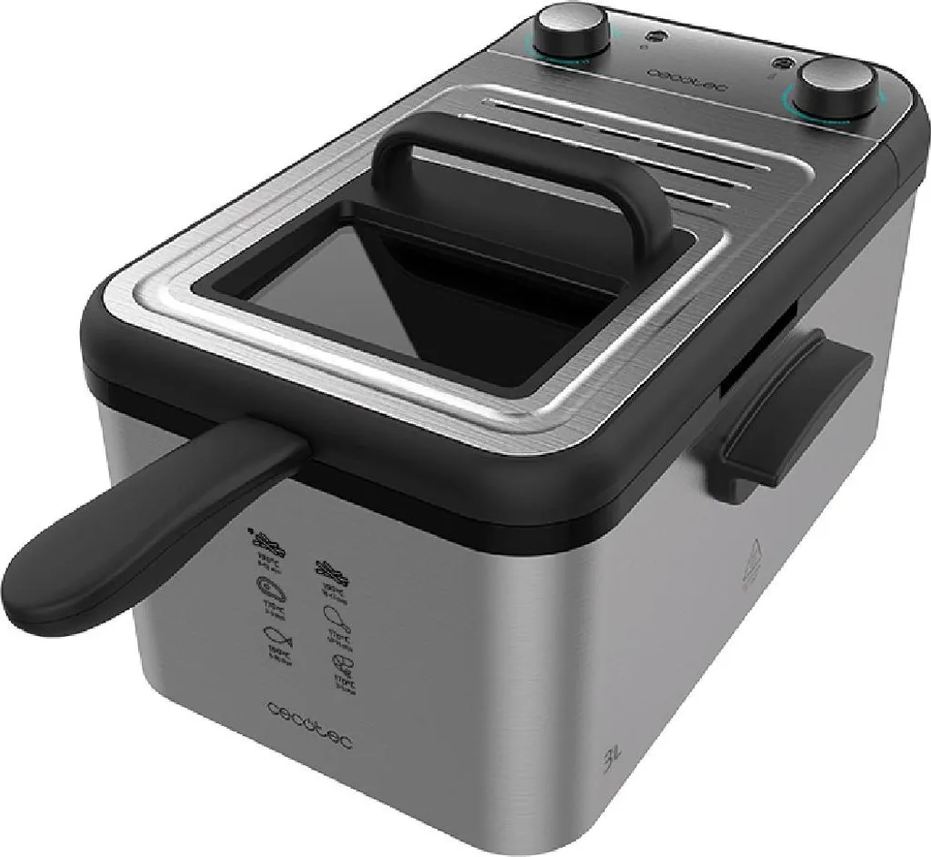 Friteuse Classique en Inox 3 Litres Cecotec avec Filtre OilCleaner 2400W