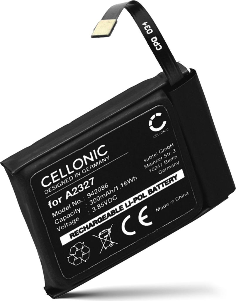 CELLONIC 1x Akku für Smartwatch & Fitnessarmband Kompatibel mit Apple Watch 6 - 44mm, A2327 - (300mAh, 3.85V)