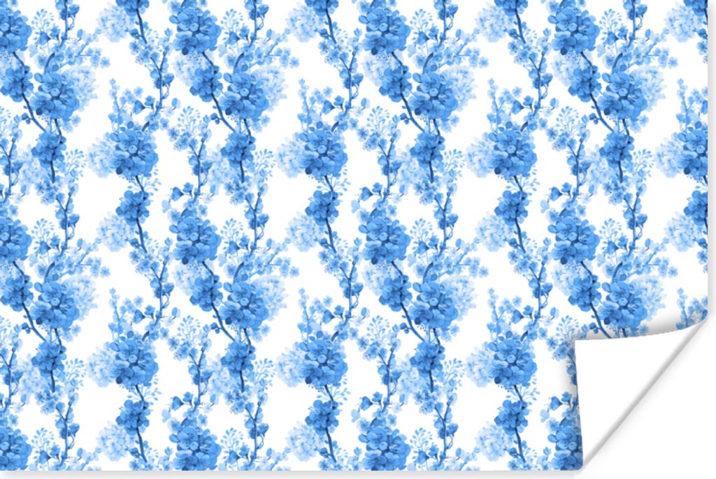 MuchoWow Poster Blumen - Blau - Hortensie 60x40 cm - Schlafzimmerdekoration