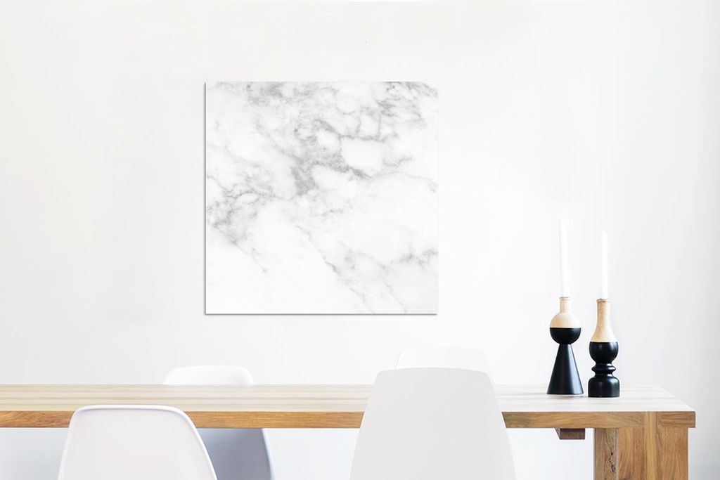 MuchoWow Wanddekoration Metall Metallbild Wandkunst 50x50 cm Marmor - Weiß - Grau - Luxus - Marmoroptik - Stein MuchoWow Aluminium Gemälde - Alub...