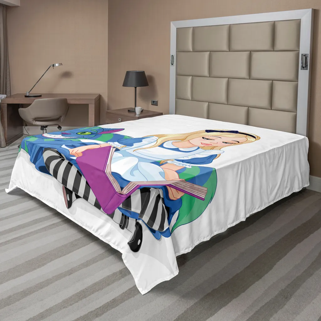 ABAKUHAUS Alice au Pays des Merveilles Drap de Lit Plat 244 x 205 cm