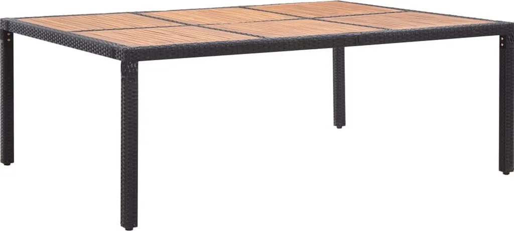vidaXL Table de jardin en acacia massif et résine tressée noire 150 cm
