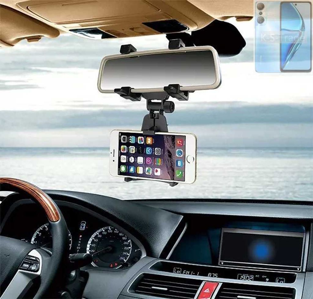 K-S-Trade Smartphone Halterung kompatibel mit Infinix Hot 20 Rückspiegel Halterung schwarz Auto Halterung KFZ Halter