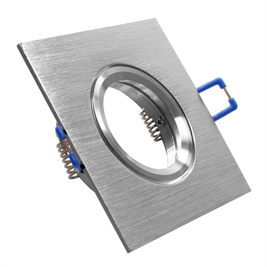 10x MAXKOMFORT Einbaustrahler IP20 mit GU10 Fassung Eckig aluminium gebürstet schwenkbar Einbauspot Einbauleuchte Rahmen Rostfrei Deckenspot Strah...