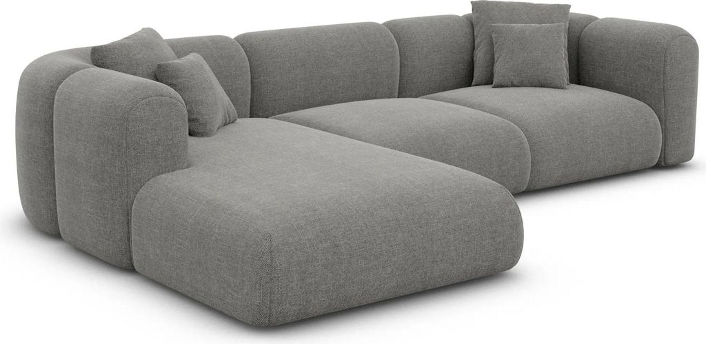 Strukturstoff L-Form Sofa Belio Grau Links