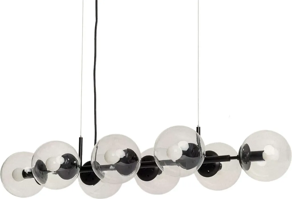 Grand Lustre Suspendu Noir 8 Lumières en Verre Porto Abruzzo Design