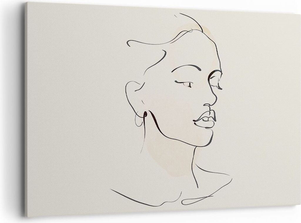 Bild auf Leinwand - Leinwandbild - Einteilig - Frau Zeichnung Linie - 120x80cm - Wand Bild - Wanddeko - Wandbilder - Leinwanddruck - Bilder - Wandd...