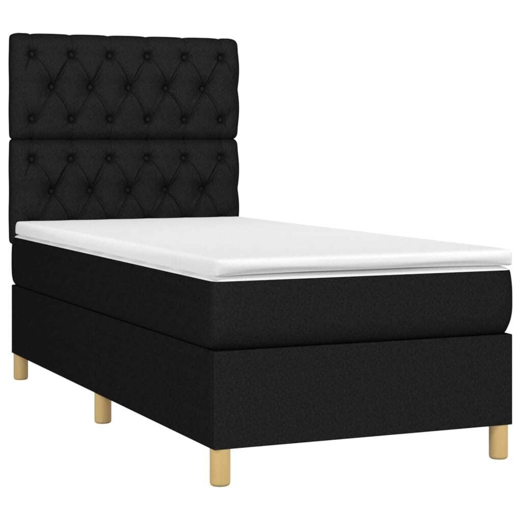 vidaXL Boxspringbett mit Matratze Schwarz 80x200 cm Stoff
