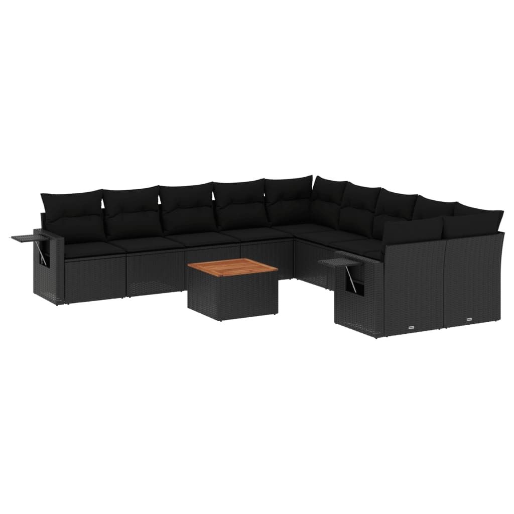 "im Sonderangebot" 11-tlg. Garten-Sofagarnitur - Balkonmöbel/Loungeset - elegantes Design - mit Kissen Schwarz Poly Rattan - Gartensofas DEMöbel1...