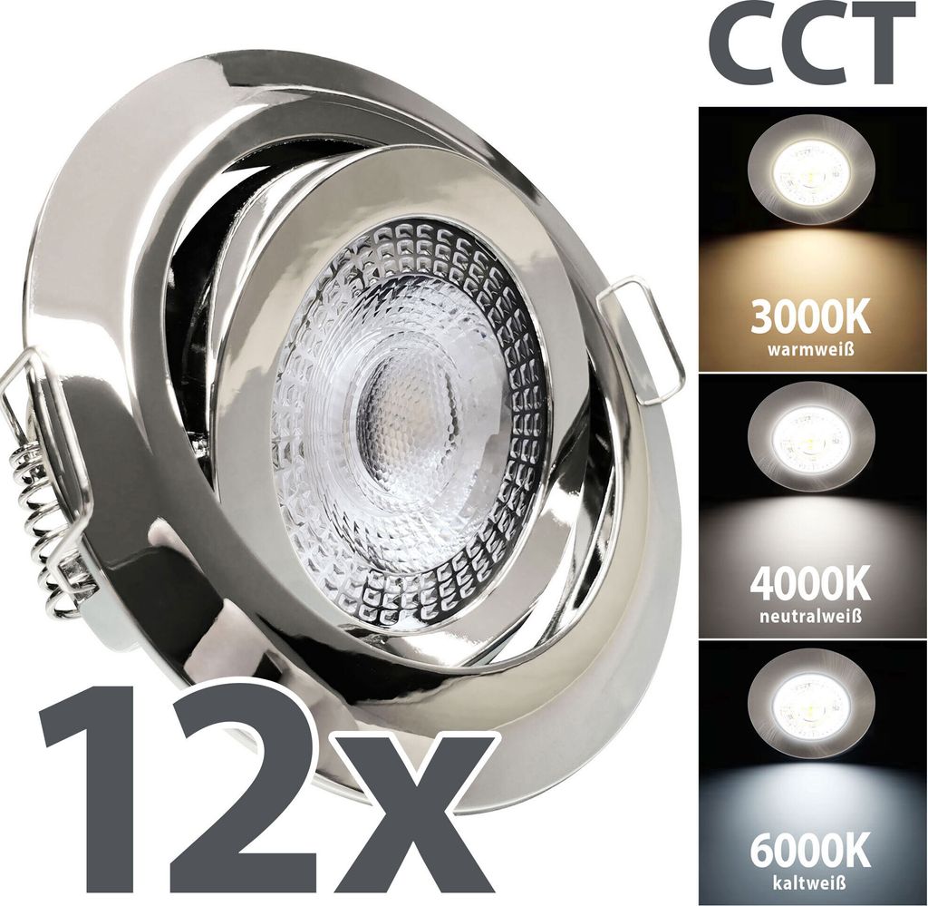 12x LED Einbaustrahler LUMIRA-CH Ultra Slim 5W, CCT ( Produktbild 