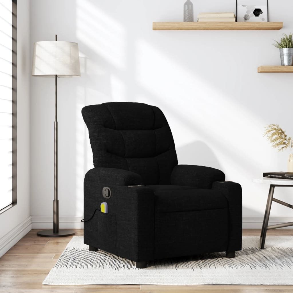 Massagesessel Fernsehsesel Schwarz Stoff 374158
