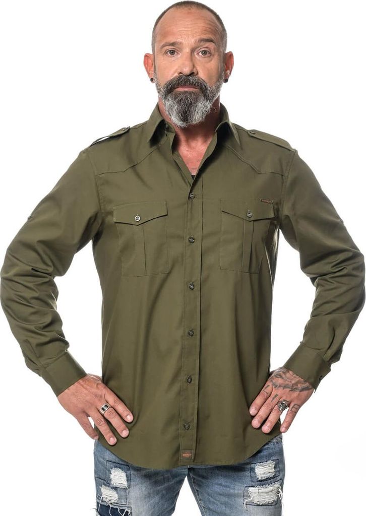 ROCK-IT Apparel Herren Langarm Hemd - Worker Shirt – Regular Fit XX-Large Olive