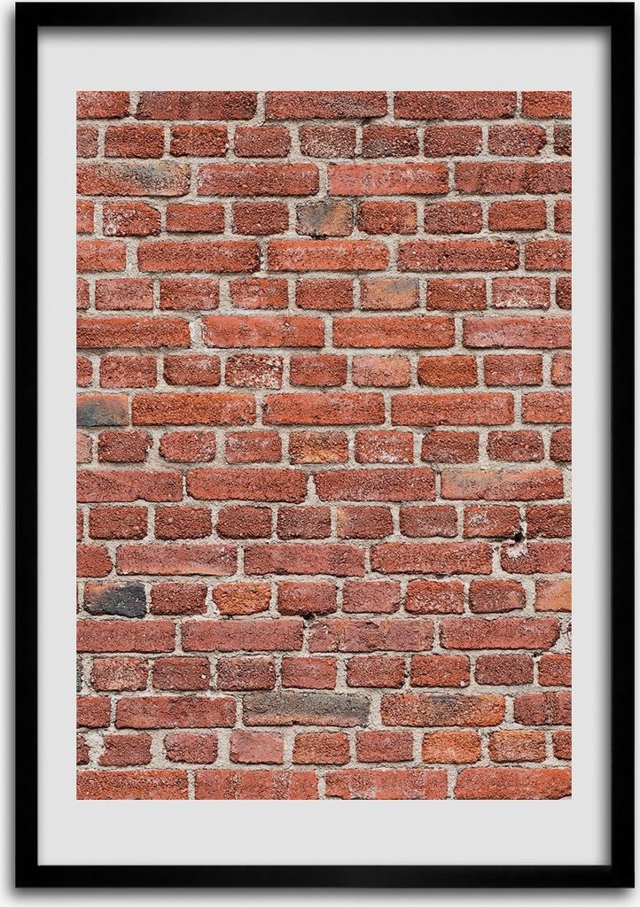 Bild - Bilderrahmen - 50 cm x 70 cm - MDF - Rahmen - Wandkunst Backsteinmauer