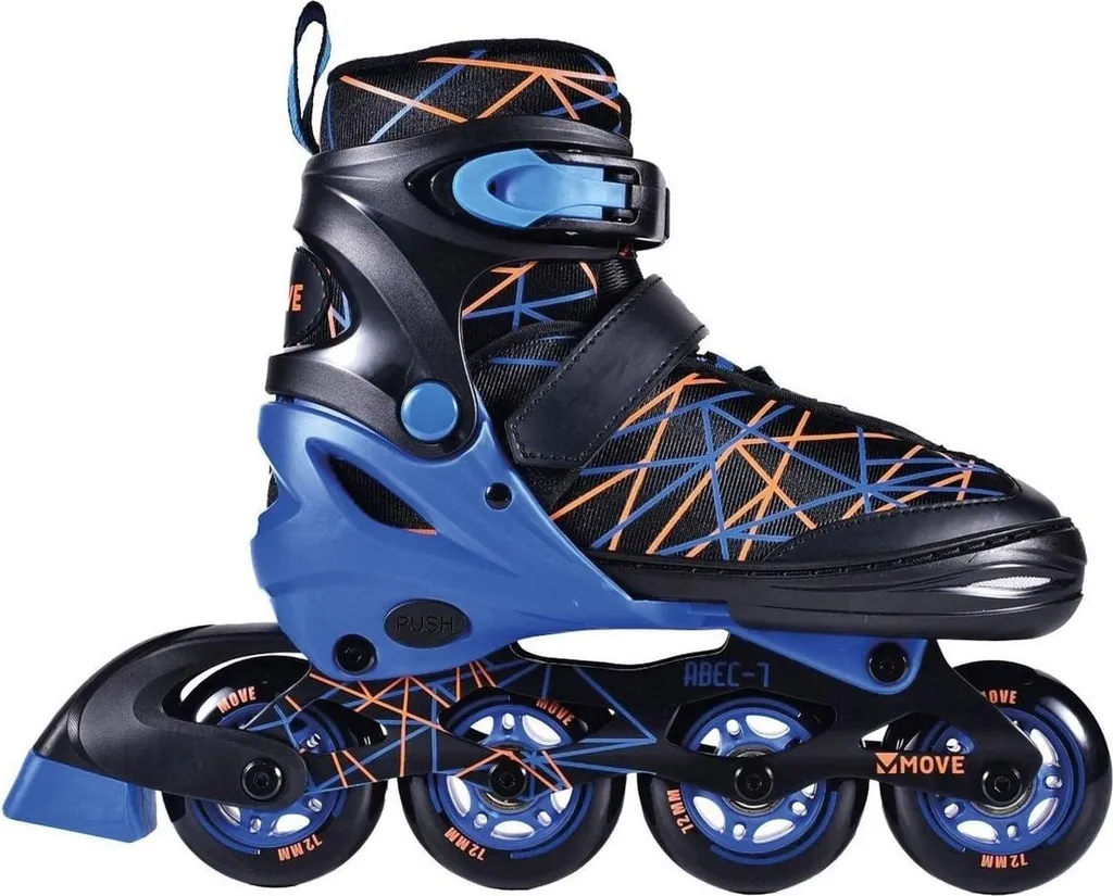 Patins à Roulettes Alignées pour Enfant - Rollers Move Bleu Noir 30 à 33