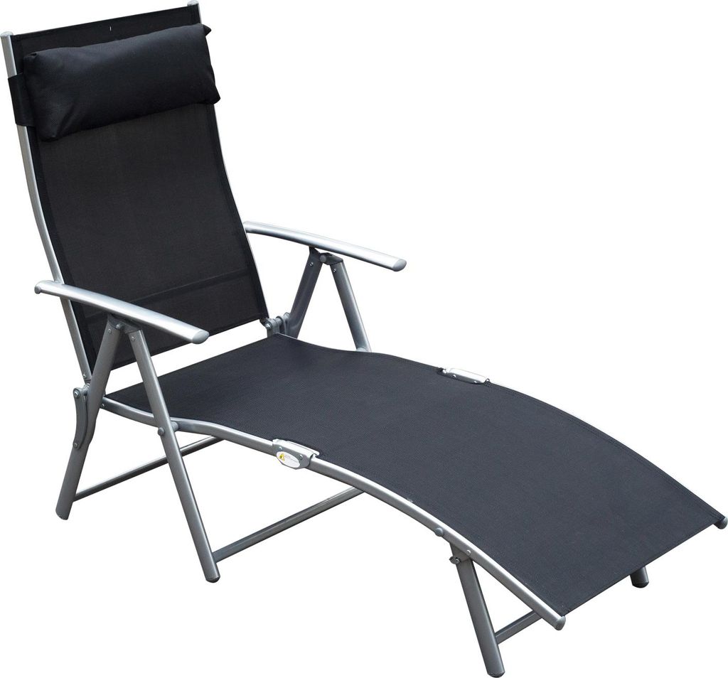 Sonnenliege klappbar Strandliege mit Kissen Liegestuhl mit 7-Fach verstellbare Rückenlehne Gartenliege Relaxliege Gartenstuhl bis 165 kg belastbar...
