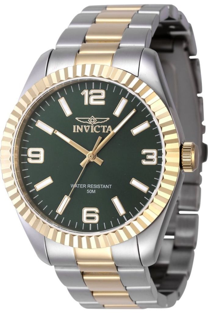 A close-up, studio shot of a men's wristwatch.