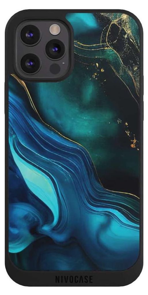 NIVOCASE Handyhülle für Apple iPhone 12 Pro Max Hülle NIVOpure Case Schwarz Art Farbverlauf Marmor
