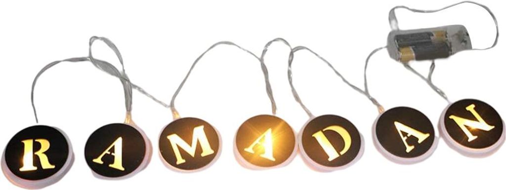 Ramadan LED String Licht Dekoration hölzerne hohle Buchstaben Anhänger für Ramadan Eid Mubarak Home Decor
