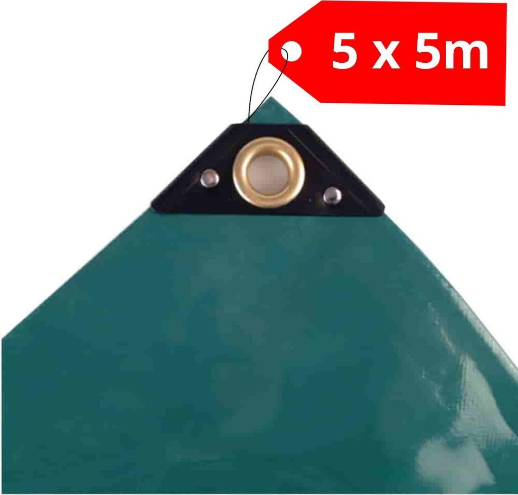 Abdeckplane mit Ösen 5 x 5m (25m²) PVC Plane Gewebeplane Gartenplane grün 650 g/m² PVC Plane