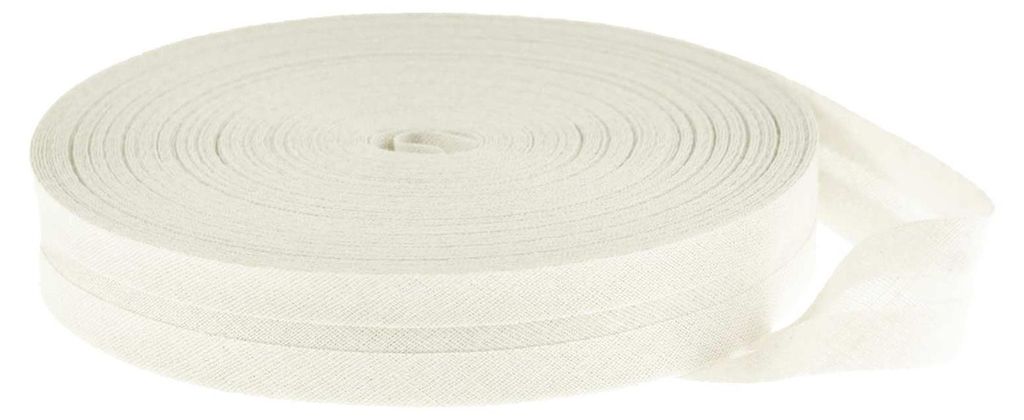 Schrägband Baumwolle Breite 14mm gefalzt milchweiß