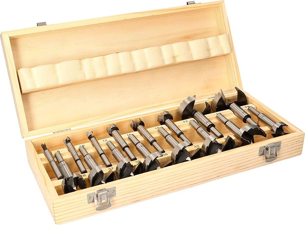 KOTARBAU 16-tlg Forstnerbohrer Satz 6-54 mm Oberfräser mit Holzkiste