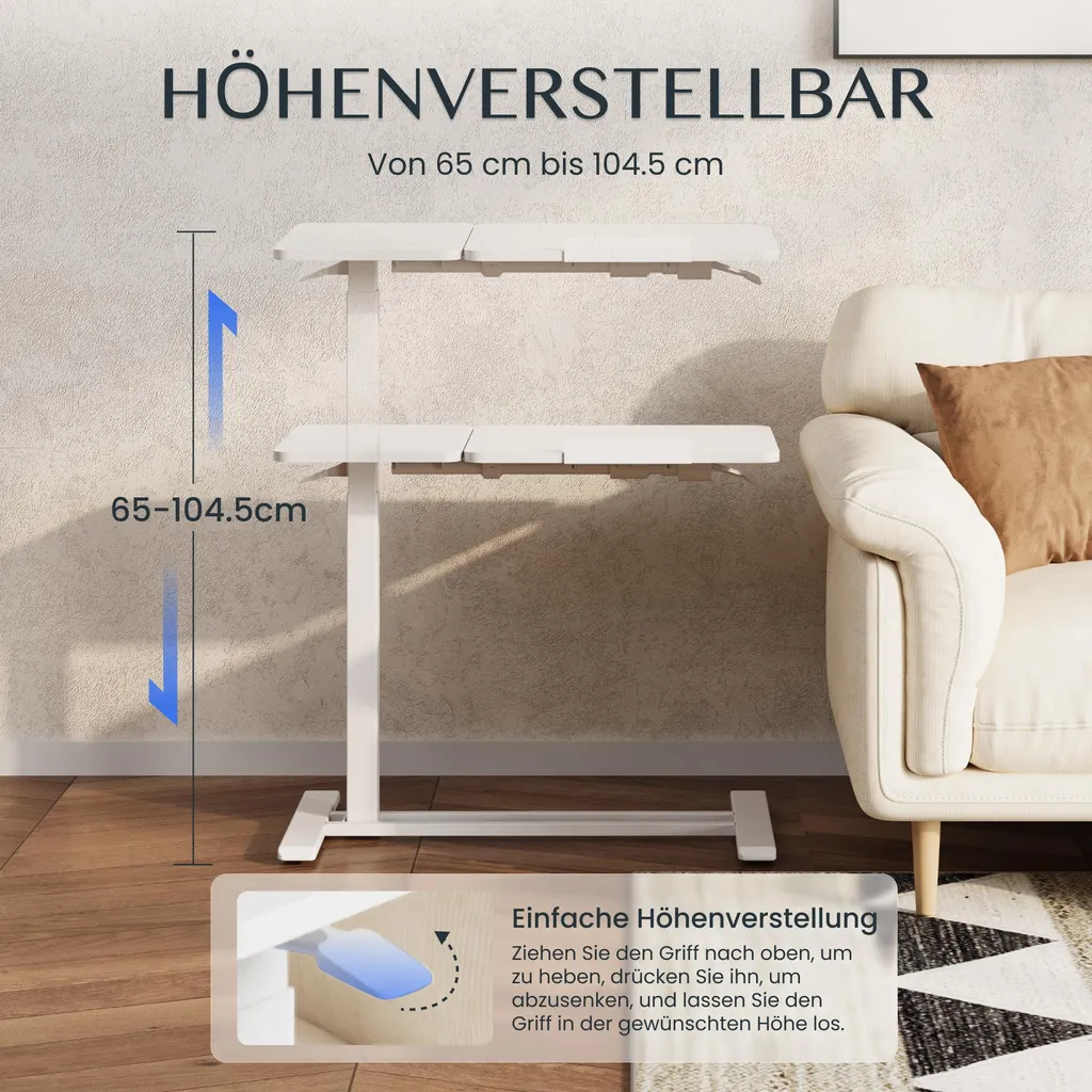 Table Ordinateur Portable avec Plateau Inclinable et Hauteur Ajustable
