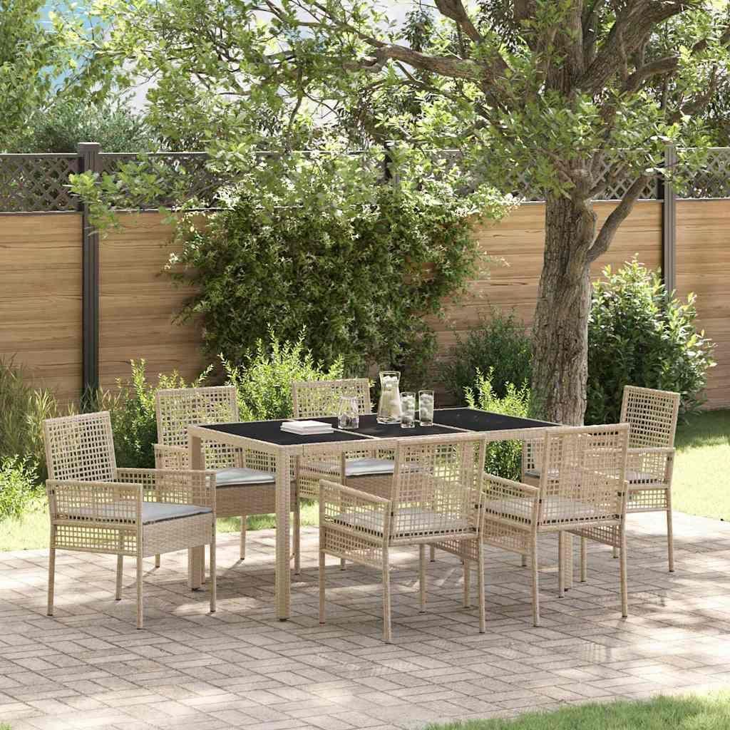 Maison Exclusive - Garten Essgruppe 7 pcs Beige Poly-Rattan
