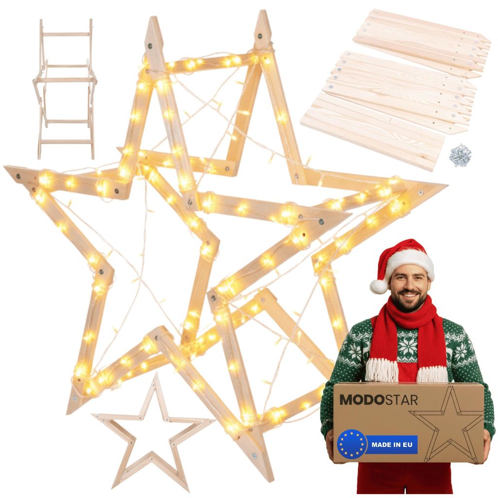 MODO24 3D Weihnachtsstern Holz MODOSTAR, Holzstern, Deko Produktbild 