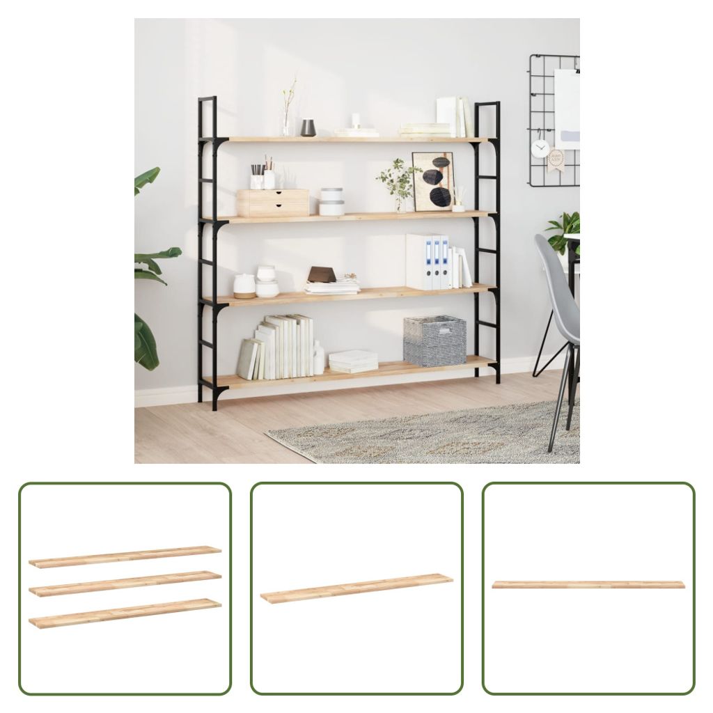 The Living Store Schweberegale 3 Stk. 120x20x2 cm Massivholz Akazie Unbehandelt