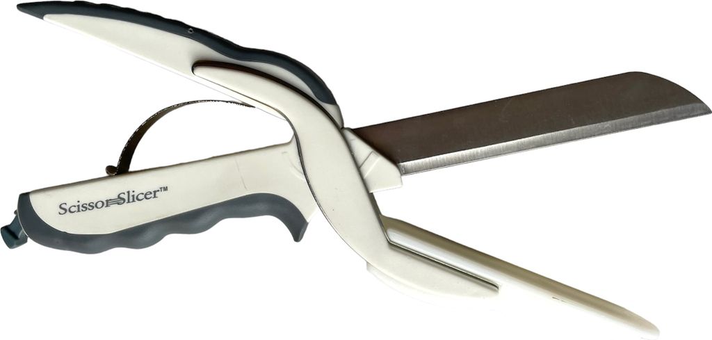 Scissor Slicer - Küchenschneider, Praktischer Küchenhelfer zum gleichmäßigen Schneiden von Obst und Gemüse, mit Sicherheitsverschluß
