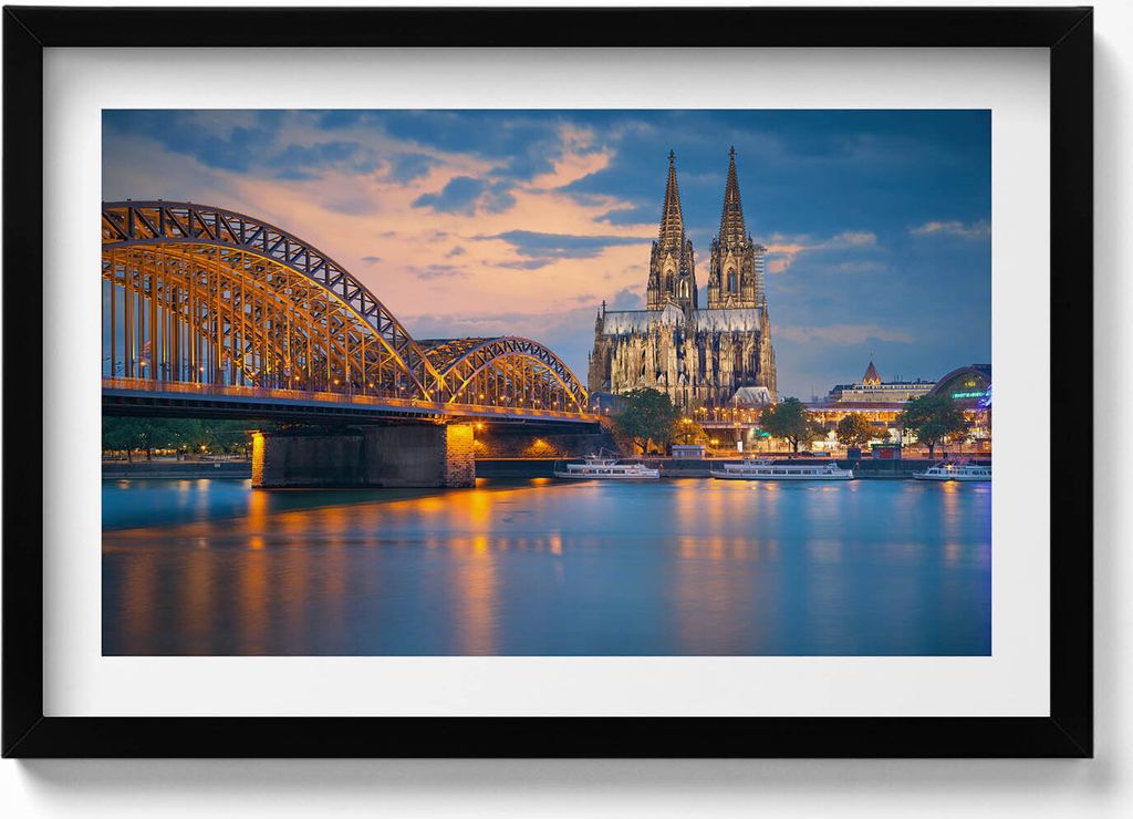 Ansicht des Rathauses– Wandbild mit Rahmen – Gerahmtes Bild – Wanddekoration – 60x40 cm – Schwarz Rahmen