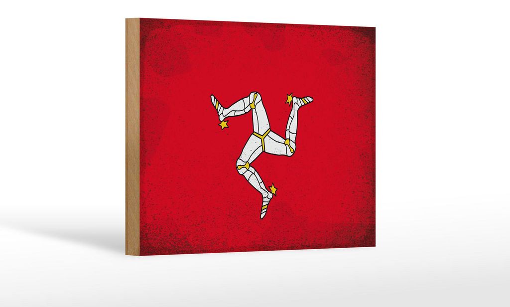 Holzschild Flagge Isle of Man 18x12 cm Isle of Man Vintage Dekoration