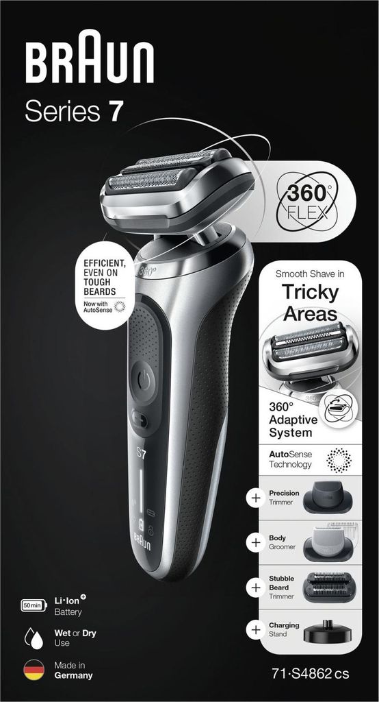 Braun Series 7 71-S4862cs, Folienschaber, Silber, Tasten, Produktbild 