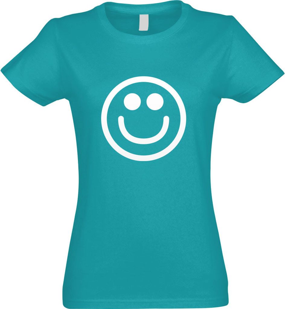 Kiwistar - T-Shirt tailliert - Damen - türkis - Grins-Smile - mit Motiv Bedruckt - Funshirt Design - Sport - Freizeit - Damen - L