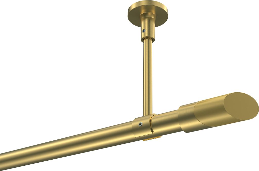 Interdeco Gardinenstange / Vorhangstange Messing-Optik, Typ Sonette Verano (Schräge Bicolor) ohne Ringe, Deckenmontage, 20 mm Ø 1-läufig, 160 cm