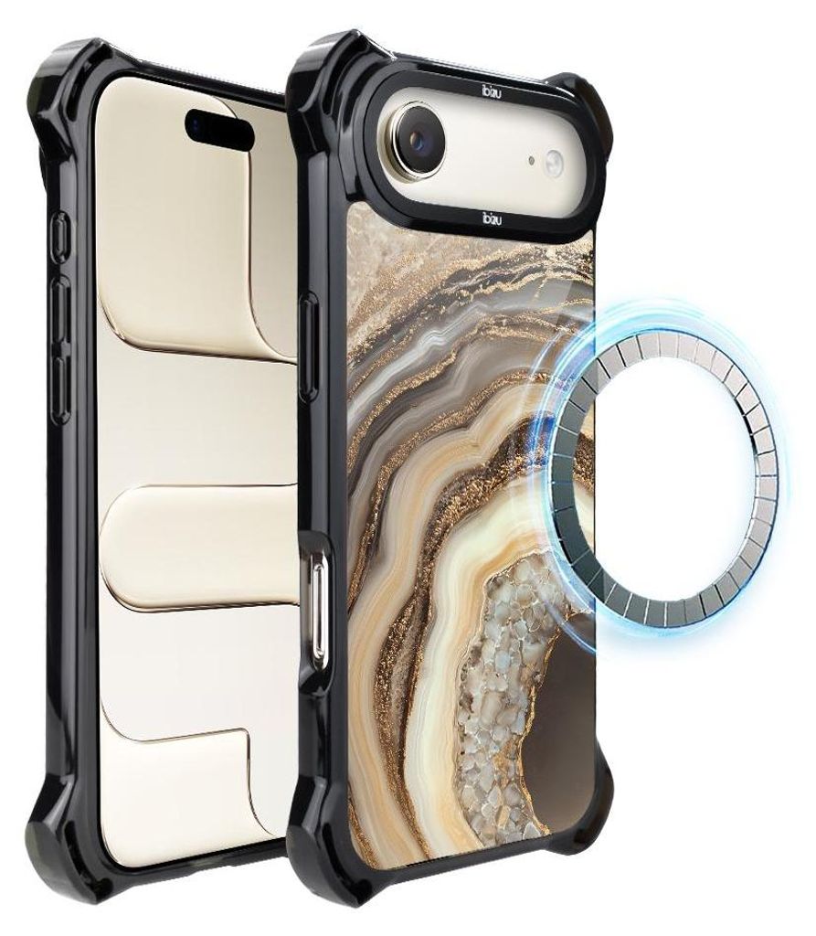 Schutzhülle für das iPhone Air, MagSafe-kompatibel, verstärkte Ecken, schwarz, Zierstein, Achat