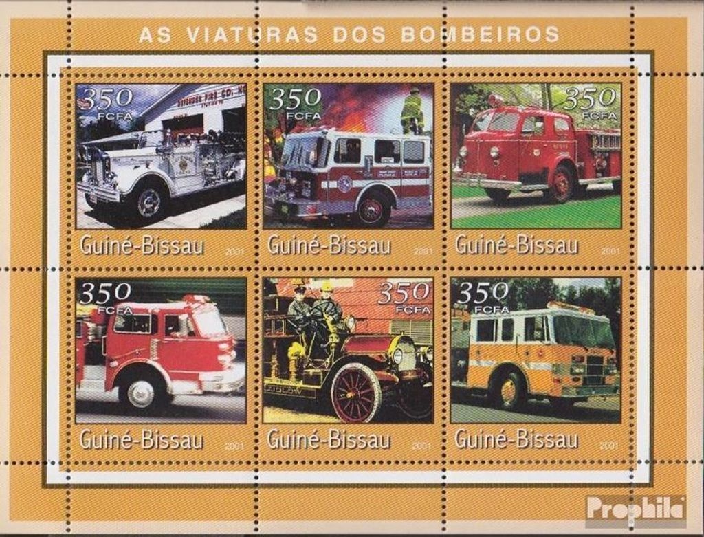 Briefmarken Guinea-Bissau 2001 Mi 1737-1742 Kleinbogen postfrisch Transport- und Verkehrsmittel