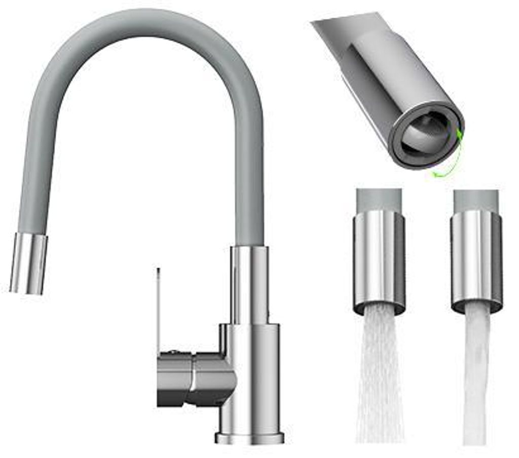 Granitan | GRADO PLUS - Küchenarmatur - Flexibler Auslauf - Grau - hochwertige Armatur